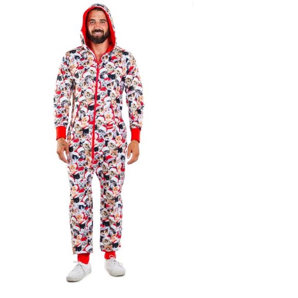 Tipsy Elves Pants - NEW Tipsy Elves Pajamas Unisex Med Cats Print Unisex Fleece Lined Hoodie